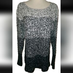 Talbots Black And White Ombre Cable Sweater Size Large